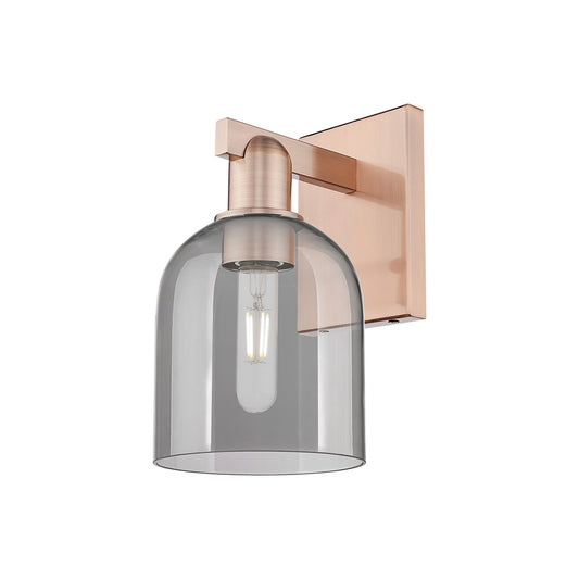 Innovations Bella 1-Light 6in Wall Sconce | Industrial Antique Copper and Light Smoke Glass | Entryway & Hallway Accent | 5.5 x | Model 716-1W-AC-G558-6SM