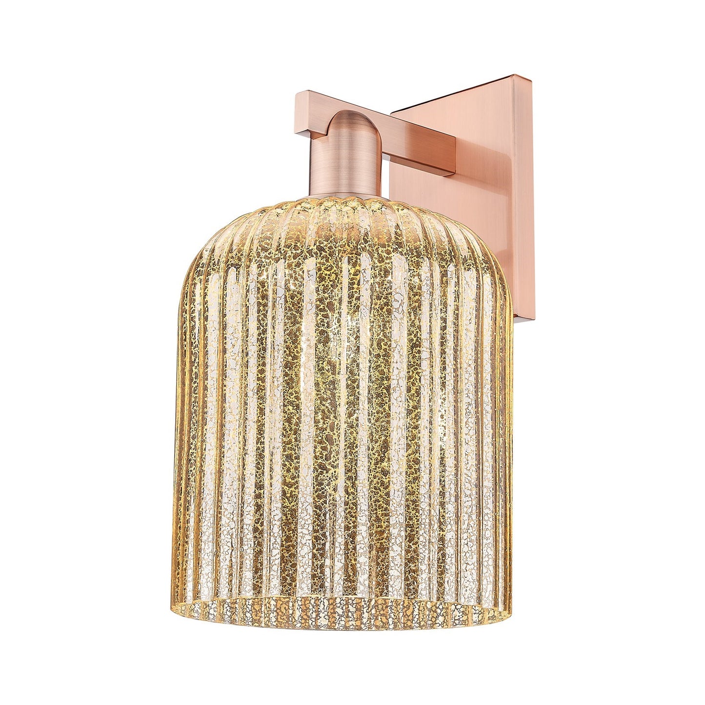 Innovations Bridal Veil 8in 1-Light Wall Sconce | Industrial Antique Copper Steel and Mercury Ribbed Glass | Bathroom & Hallway | Model 716-1W-AC-G559-8ME