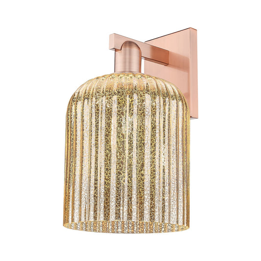 Innovations Bridal Veil 8in 1-Light Wall Sconce | Industrial Antique Copper Steel and Mercury Ribbed Glass | Bathroom & Hallway | Model 716-1W-AC-G559-8ME