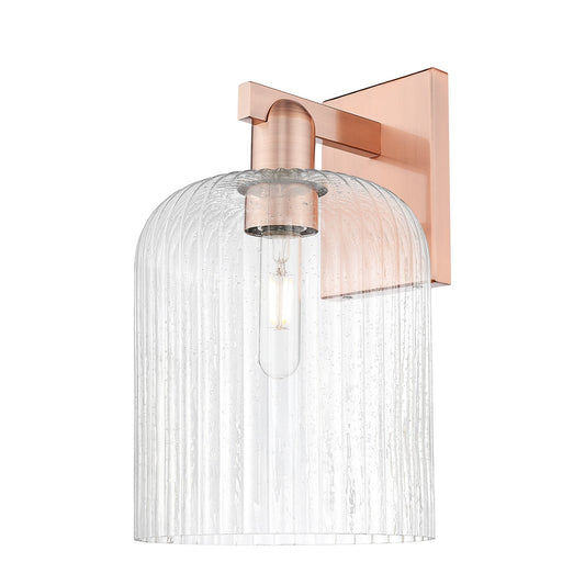 Innovations Bridal Veil 8in 1-Light Wall Sconce | Industrial Antique Copper Steel and Seedy Glass | Bathroom & Hallway Accent | Model 716-1W-AC-G559-8SDY