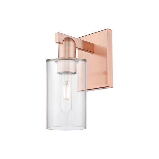 Innovations Clymer 1-Light Wall Sconce | Industrial Antique Copper Steel and Clear Glass | Hallway & Bathroom Accent Light | 3.88 x | Model 716-1W-AC-G802