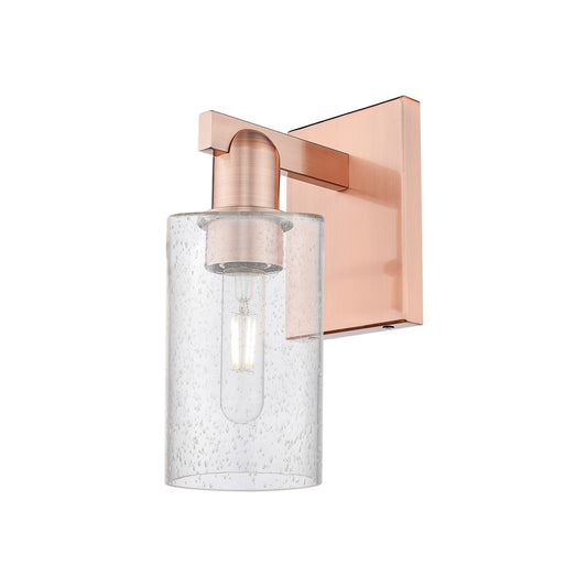 Innovations Clymer 1-Light Wall Sconce | Industrial Antique Copper Steel and Seedy Glass | Bathroom & Hallway Accent | 3.88 x 10.62 | Model 716-1W-AC-G804
