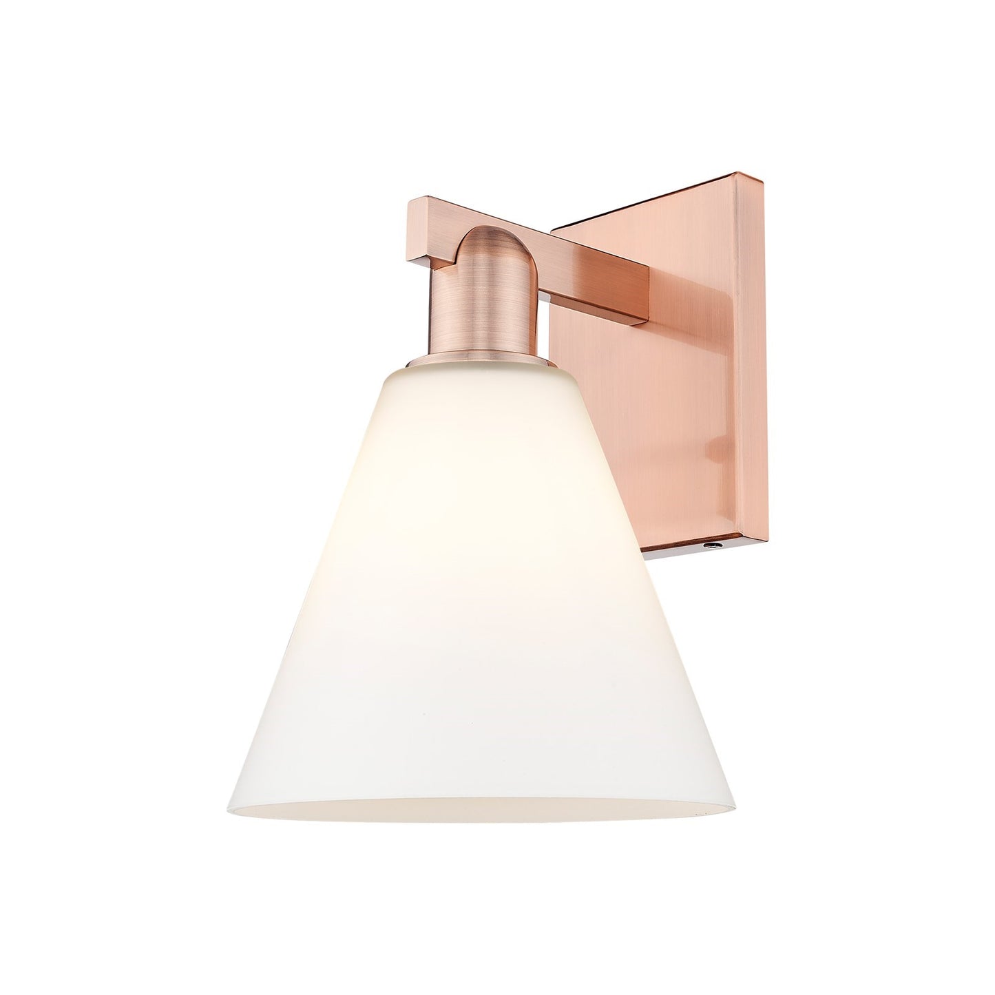 Innovations Berkshire Glass 8in 1-Light Wall Sconce | Industrial Antique Copper Steel and Matte White Glass | Bathroom & Hallway | Model 716-1W-AC-GBC-81