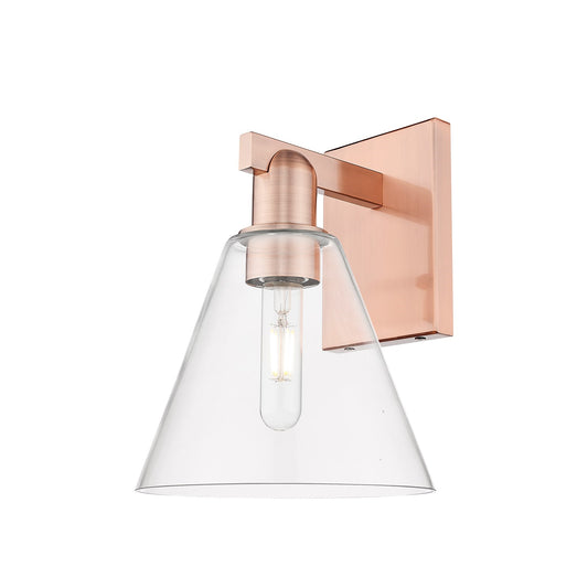 Innovations Berkshire Glass 8in 1-Light Wall Sconce | Industrial Antique Copper Steel and Cast Brass with Clear Cone Glass | Model 716-1W-AC-GBC-82