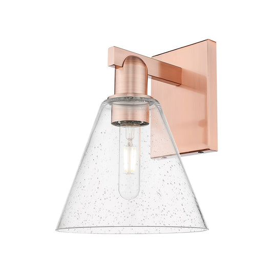 Innovations Berkshire Glass 8in 1-Light Wall Sconce | Industrial Antique Copper Steel and Seedy Glass | Hallway & Bathroom Accent | Model 716-1W-AC-GBC-84