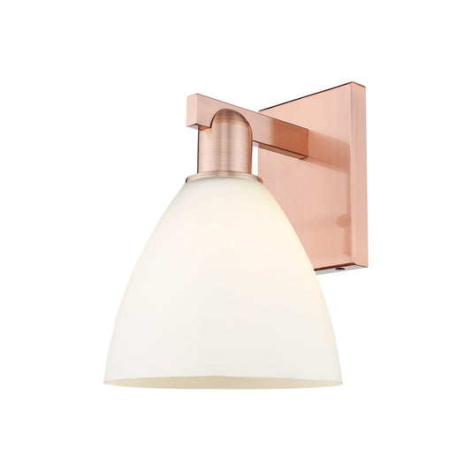 Innovations Bristol 1-Light 7.5in Wall Sconce | Industrial Antique Copper Steel and Matte White Glass | Entryway & Hallway | Model 716-1W-AC-GBD-751