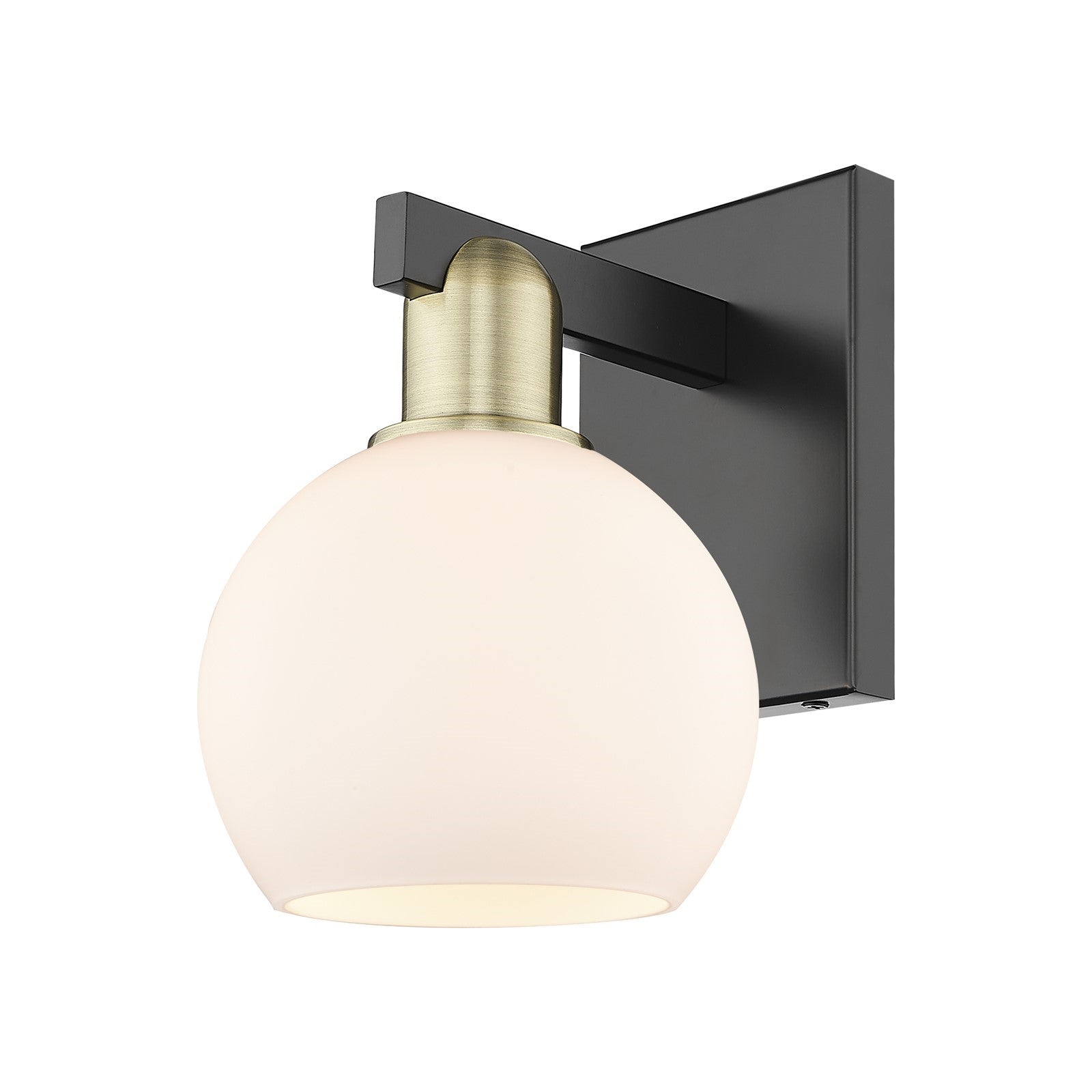 Innovations Athens 6in 1-Light Wall Sconce | Industrial Black Antique Brass Steel and Matte White Glass | Bedroom & Hallway | Model 716-1W-BAB-G121-6