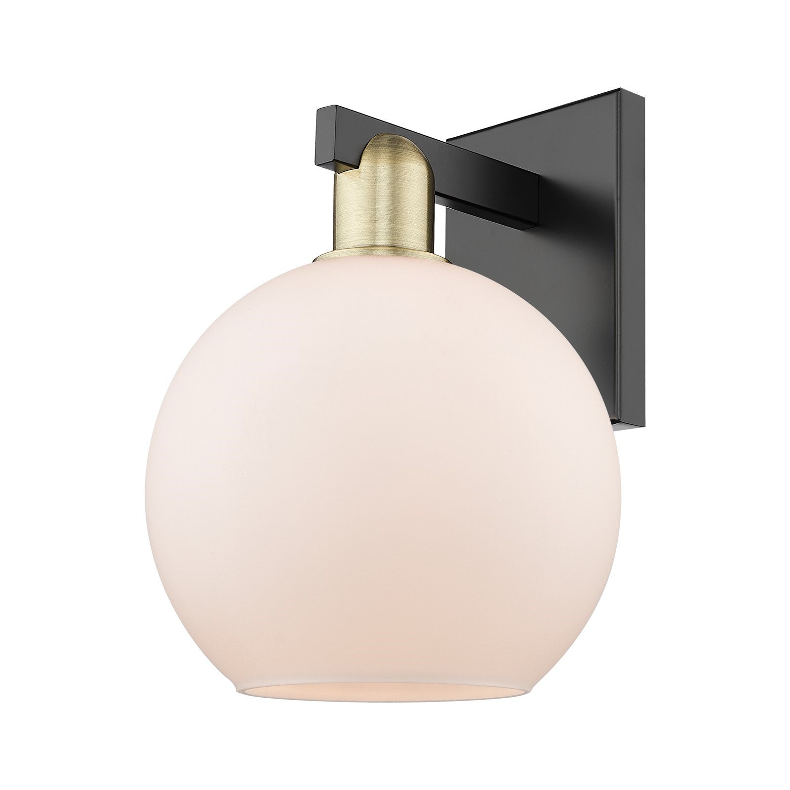 Innovations Athens 8in 1-Light Wall Sconce | Industrial Black Antique Brass and Matte White Glass | Bathroom & Hallway Accent | Model 716-1W-BAB-G121-8