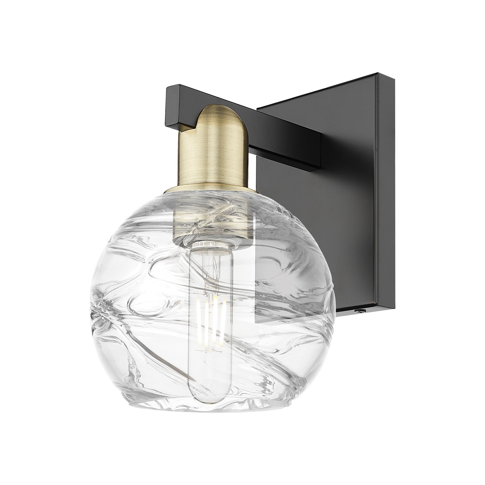 Innovations Athens Deco Swirl 6in 1-Light Wall Sconce | Industrial Black Antique Brass and Clear Glass | Living Room & | Model 716-1W-BAB-G1213-6CL
