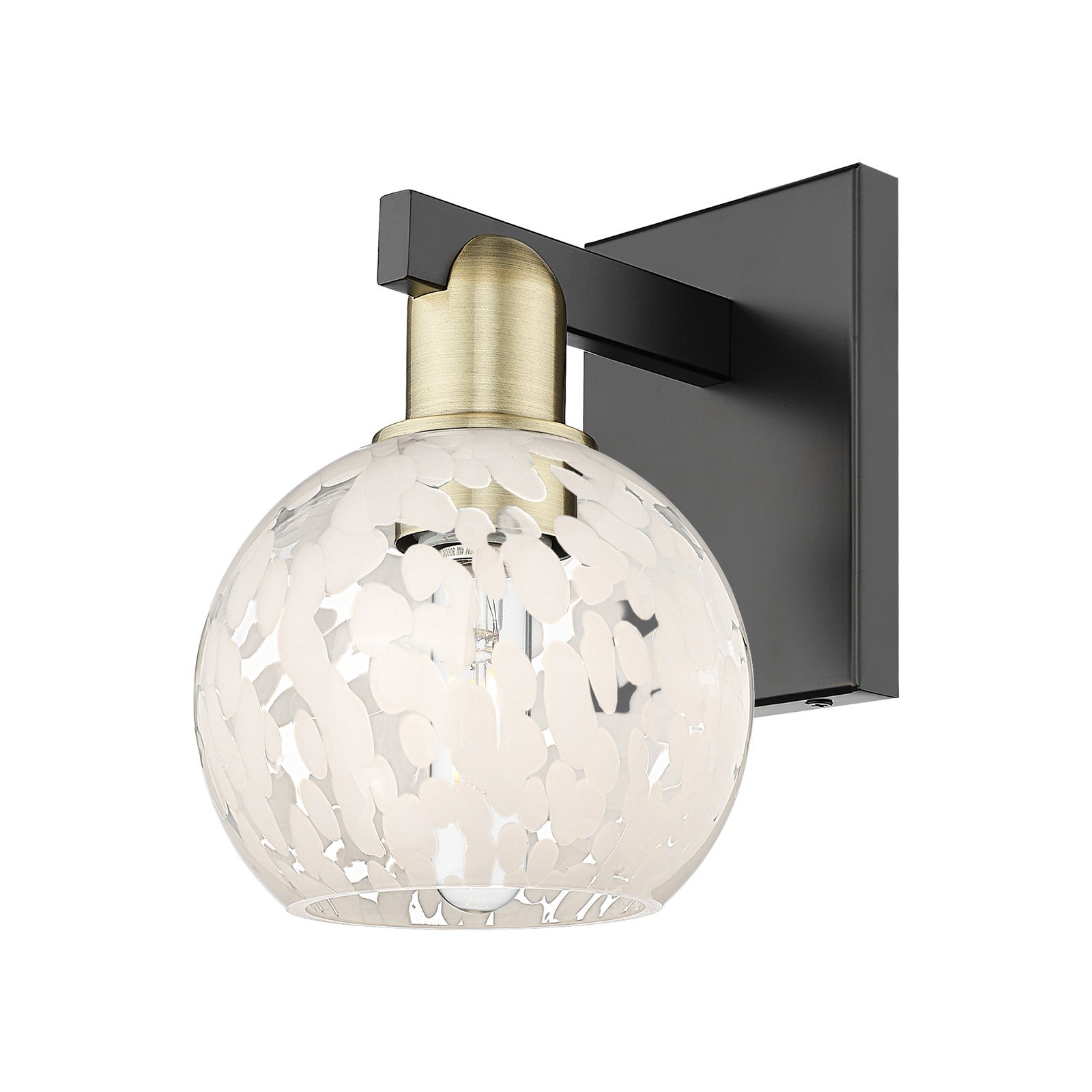 Innovations Lighting Arcadia 6in 1-Light Wall Sconce | Industrial Black Antique Brass and White Mouchette Glass | Bathroom & | Model 716-1W-BAB-G1216-6WM