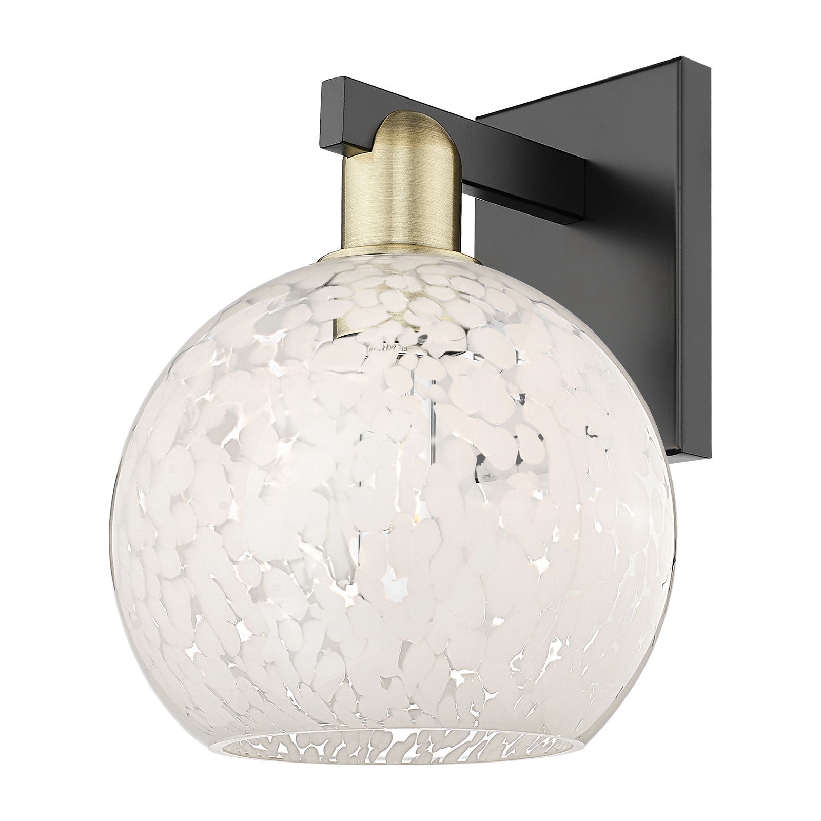 Innovations Lighting White Mouchette 8in 1-Light Wall Sconce | Industrial Black Antique Brass and White Glass | Bathroom & | Model 716-1W-BAB-G1216-8WM