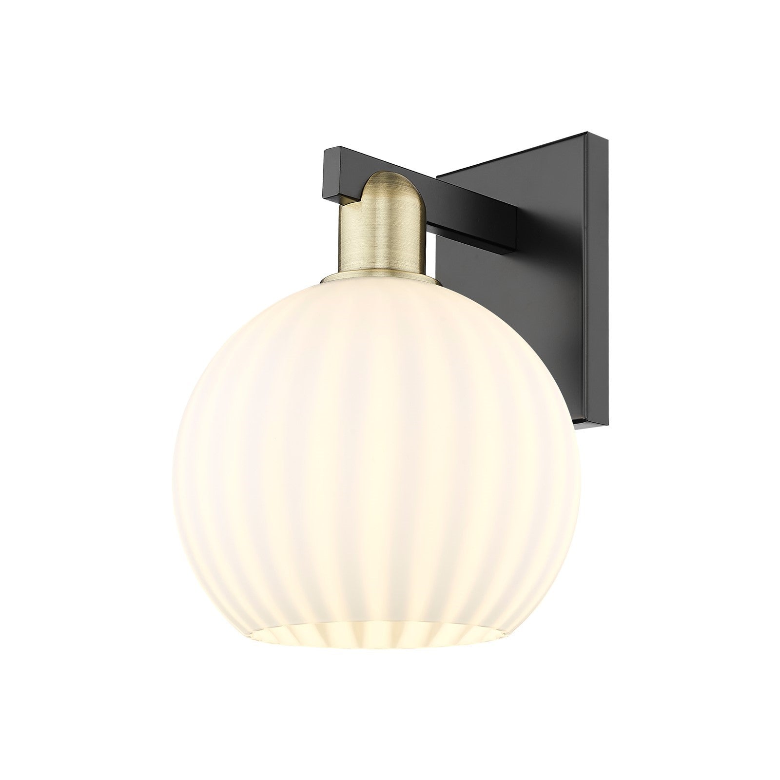 Innovations Lighting Arcadia 8in 1-Light Wall Sconce | Industrial Black Antique Brass and White Venetian Glass | Bathroom & | Model 716-1W-BAB-G1217-8WV
