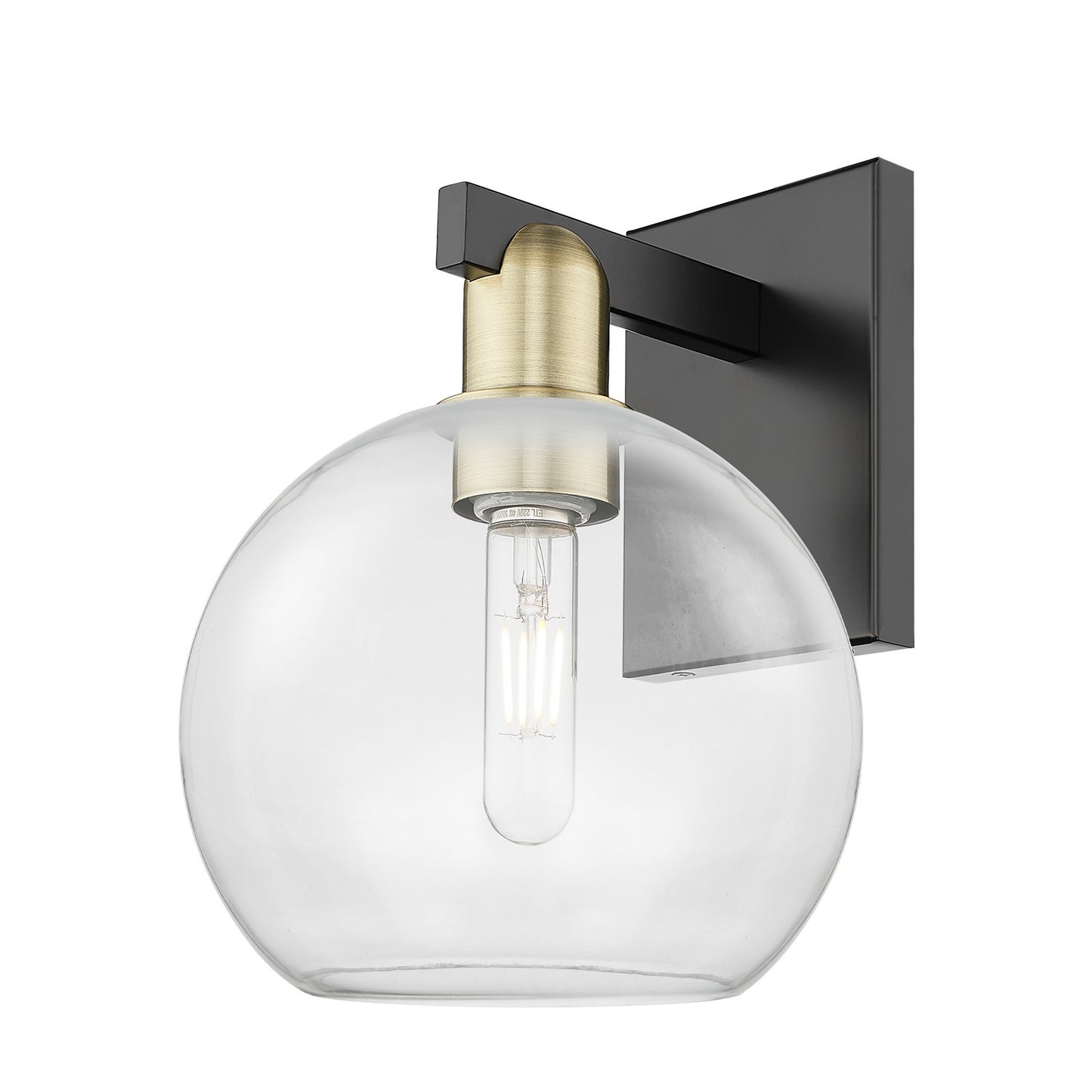 Innovations Athens 8in 1-Light Wall Sconce | Industrial Black Antique Brass and Clear Glass | Bathroom & Hallway Accent | 8 x | Model 716-1W-BAB-G122-8