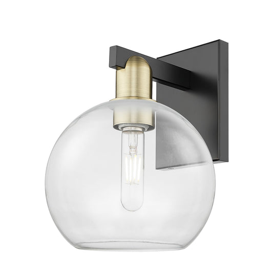 Innovations Athens 8in 1-Light Wall Sconce | Industrial Black Antique Brass and Clear Glass | Bathroom & Hallway Accent | 8 x | Model 716-1W-BAB-G122-8
