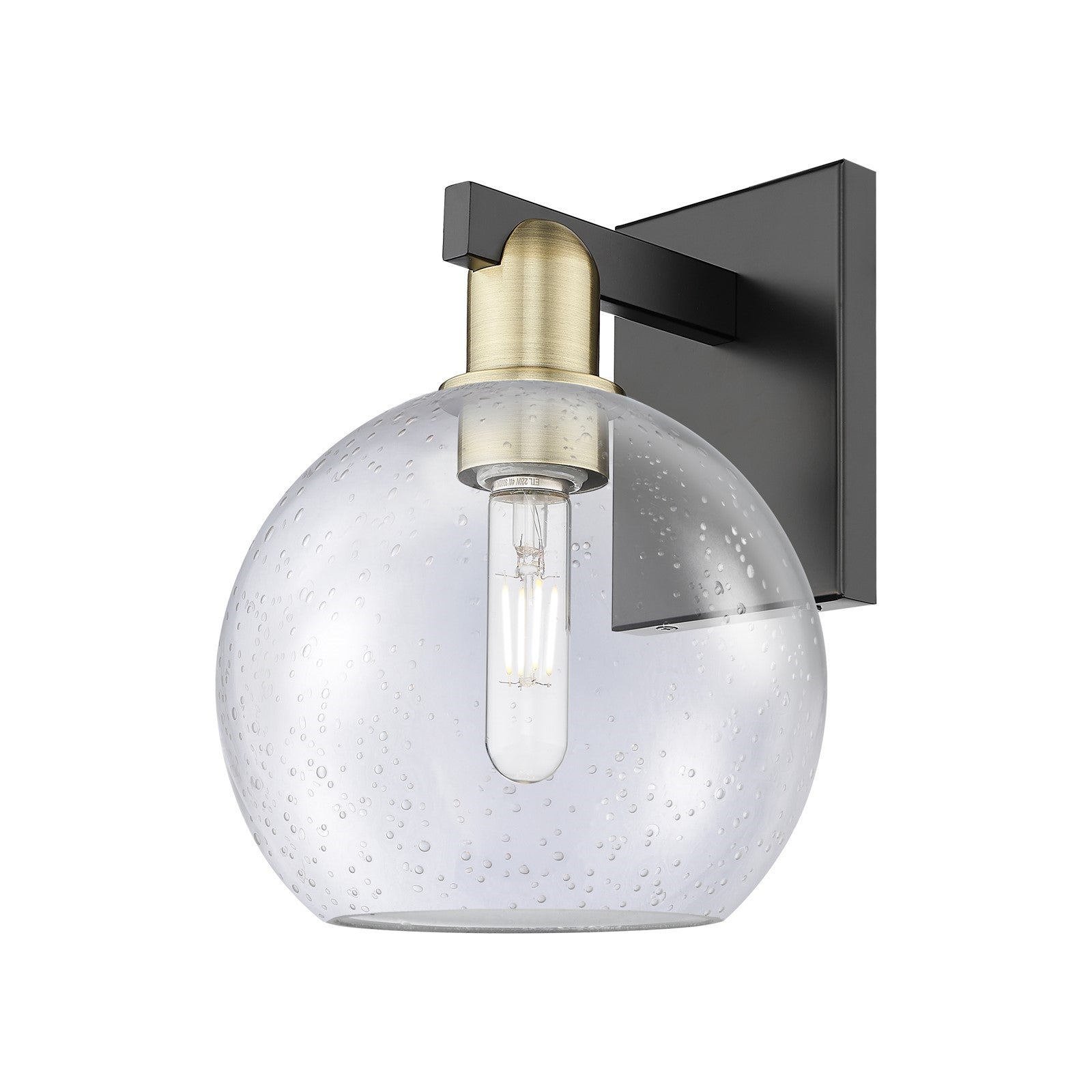 Innovations Athens 8in 1-Light Wall Sconce | Industrial Black Antique Brass and Seedy Glass | Bathroom & Hallway Accent | 8 x | Model 716-1W-BAB-G124-8