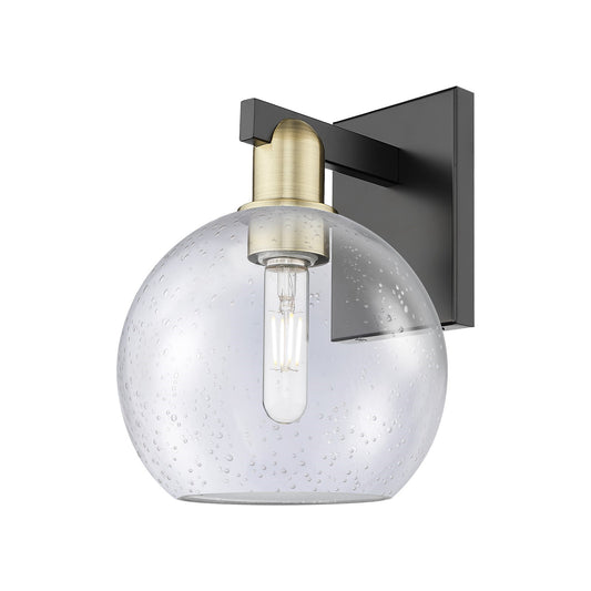 Innovations Athens 8in 1-Light Wall Sconce | Industrial Black Antique Brass and Seedy Glass | Bathroom & Hallway Accent | 8 x | Model 716-1W-BAB-G124-8