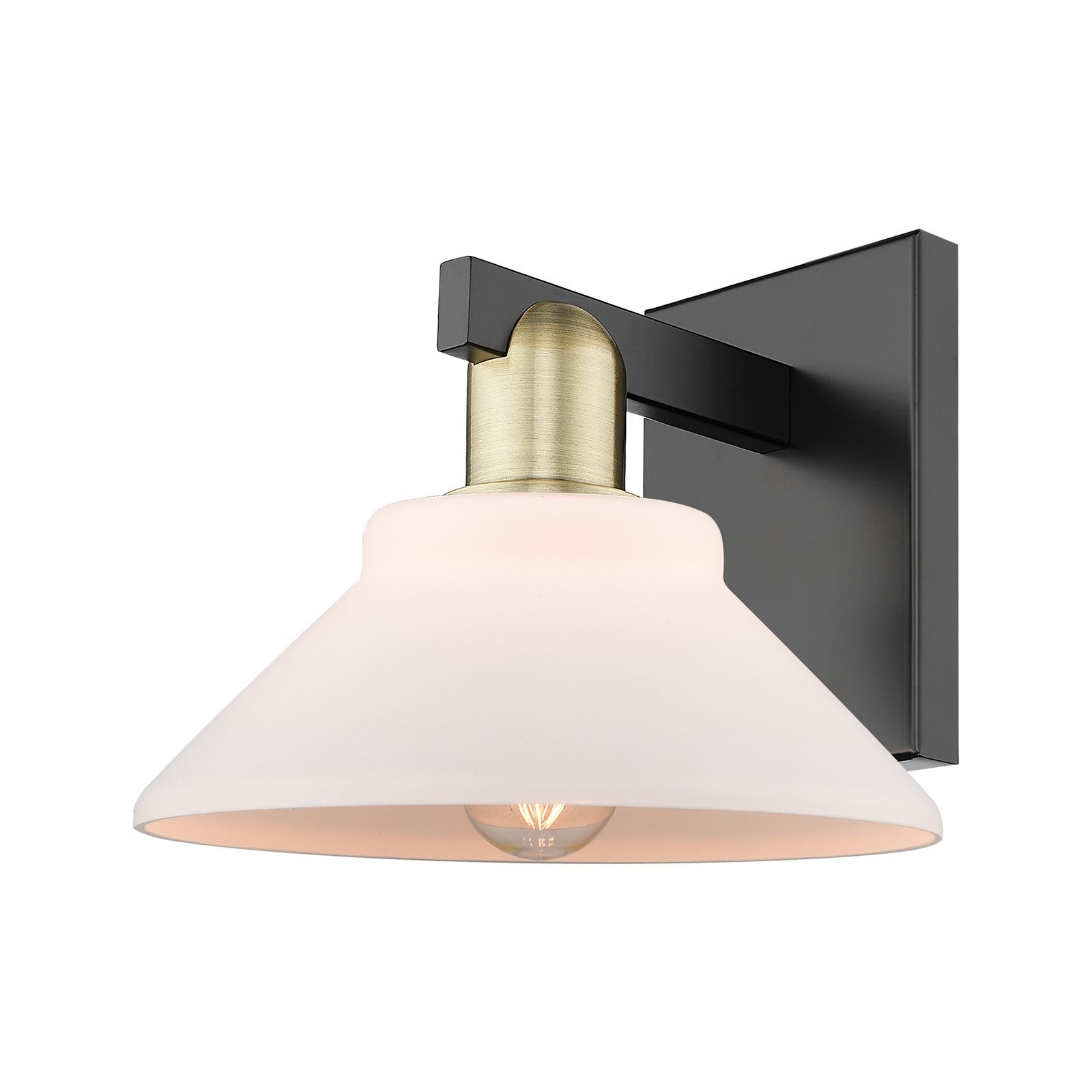 Innovations Orwell 1-Light 8.375in Wall Sconce | Industrial Black Antique Brass and Matte White Glass | Bathroom & Hallway Accent | Model 716-1W-BAB-G131