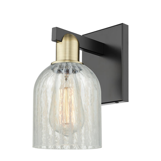 Innovations Caledonia 5in 1-Light Wall Sconce | Industrial Black Antique Brass Steel and Mouchette Glass | Bathroom & Hallway | Model 716-1W-BAB-G2511