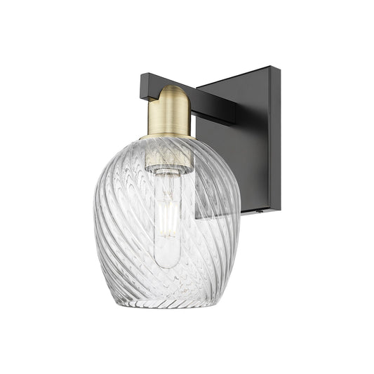 Innovations Salina 1-Light Wall Sconce | Industrial Black Antique Brass and Clear Spiral Fluted Glass | Living Room & Hallway | Model 716-1W-BAB-G292