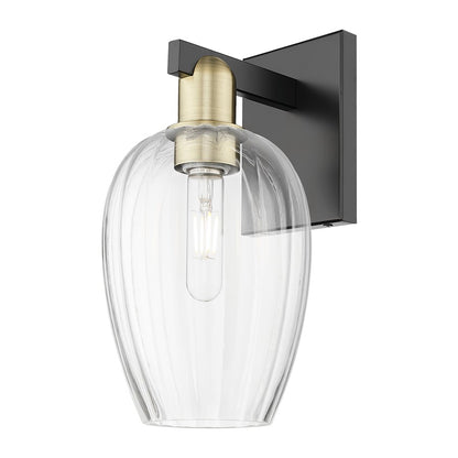 Innovations Preston 1Lt 6" Flute Sconce, Black Brass/Clear