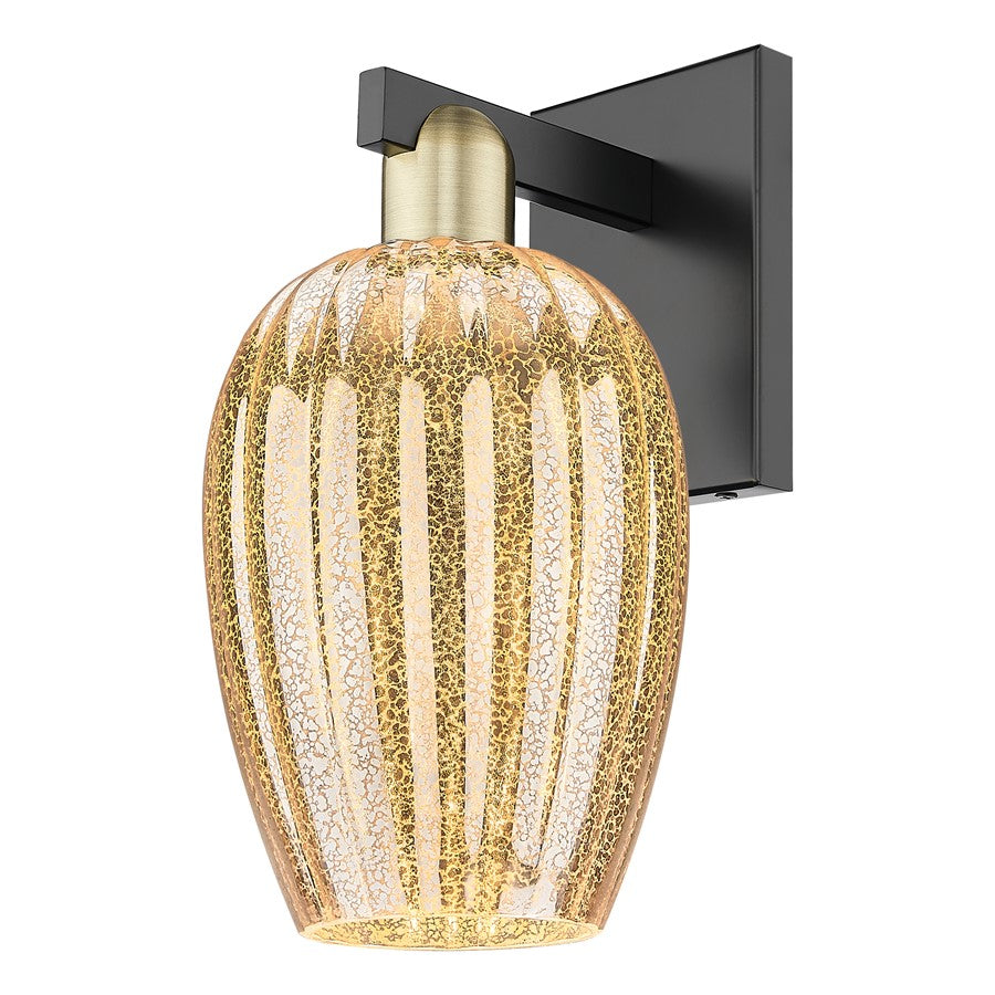 Innovations Preston 1Lt 6" Flute Sconce, BKBS/Mercury