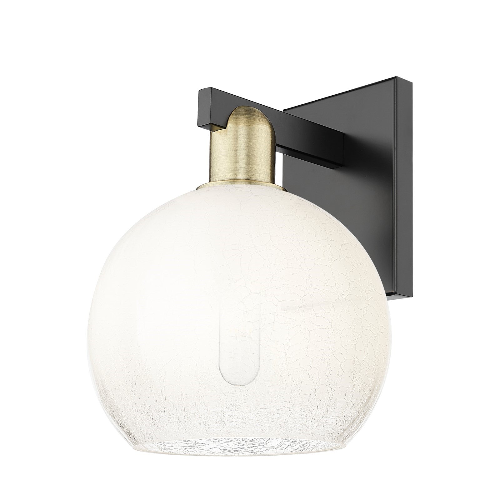 Innovations Brookhaven Globe 8in 1-Light Wall Sconce | Industrial Black Antique Brass and Opal Glass | Bathroom & Hallway | Model 716-1W-BAB-G483-8OP