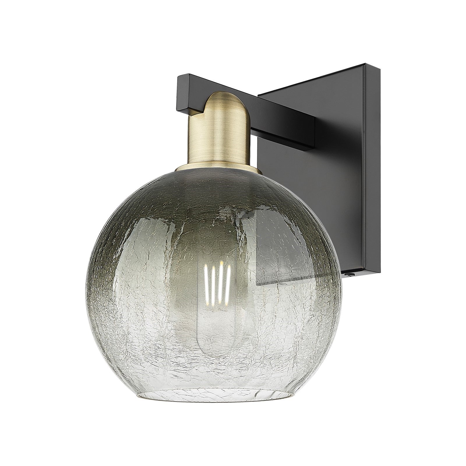 Innovations Brookhaven Globe 1-Light Wall Sconce | Industrial Black Antique Brass Steel and Slate Glass | Damp-Rated Bathroom | Model 716-1W-BAB-G483-8SL