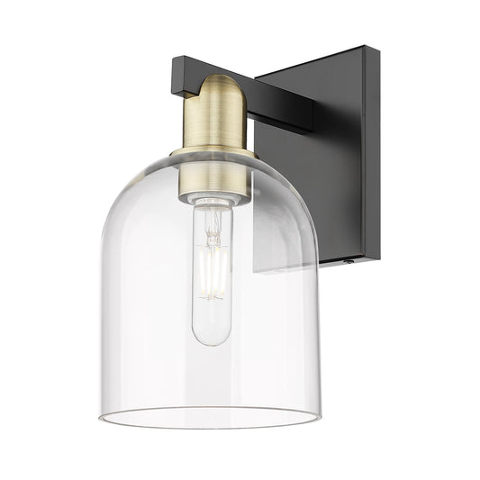 Innovations Bella 6in 1-Light Wall Sconce | Industrial Black Antique Brass Steel and Clear Glass | Bathroom & Hallway Accent | Model 716-1W-BAB-G558-6CL
