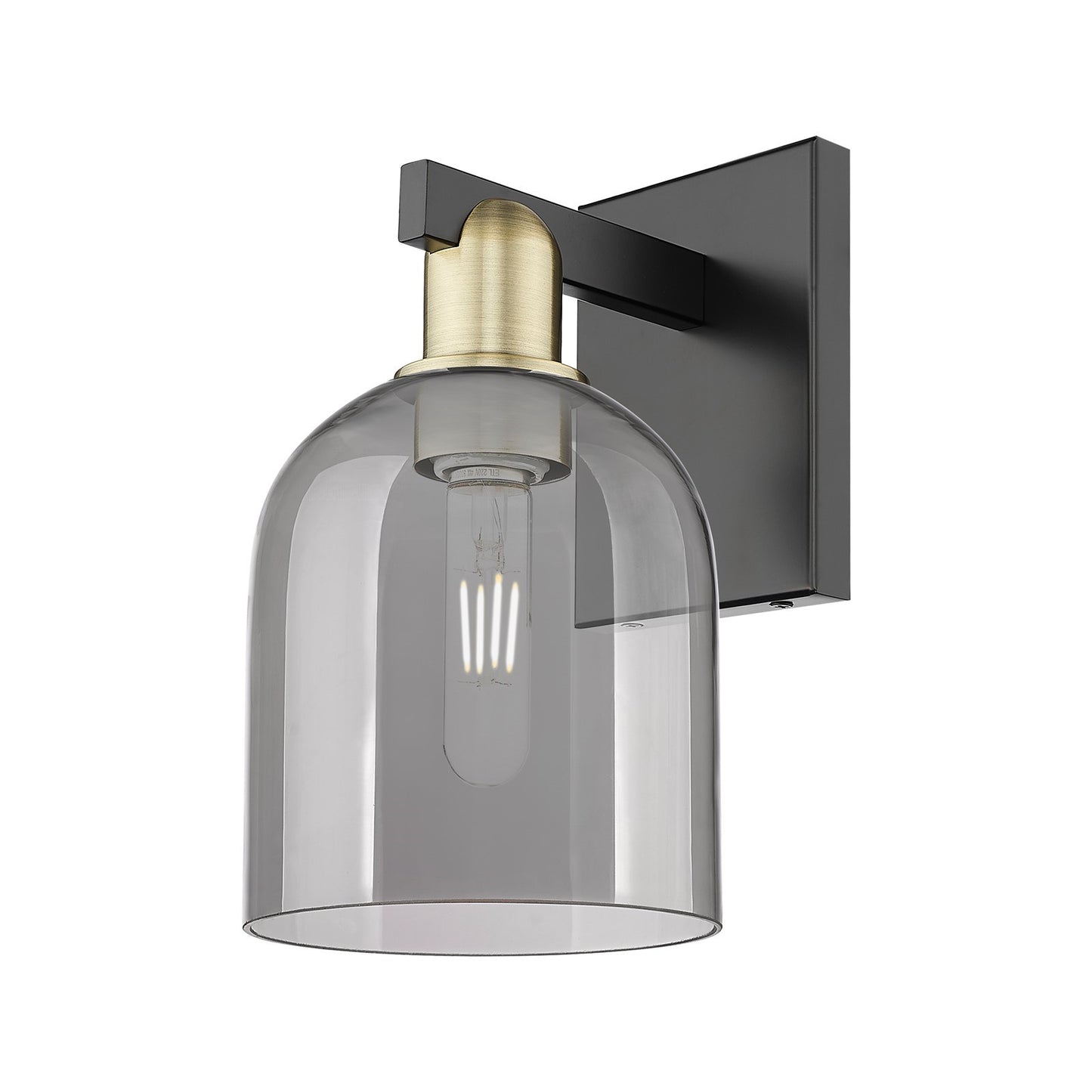 Innovations Bella 6in 1-Light Wall Sconce | Industrial Black Antique Brass and Light Smoke Glass | Bedroom & Hallway Accent | Model 716-1W-BAB-G558-6SM