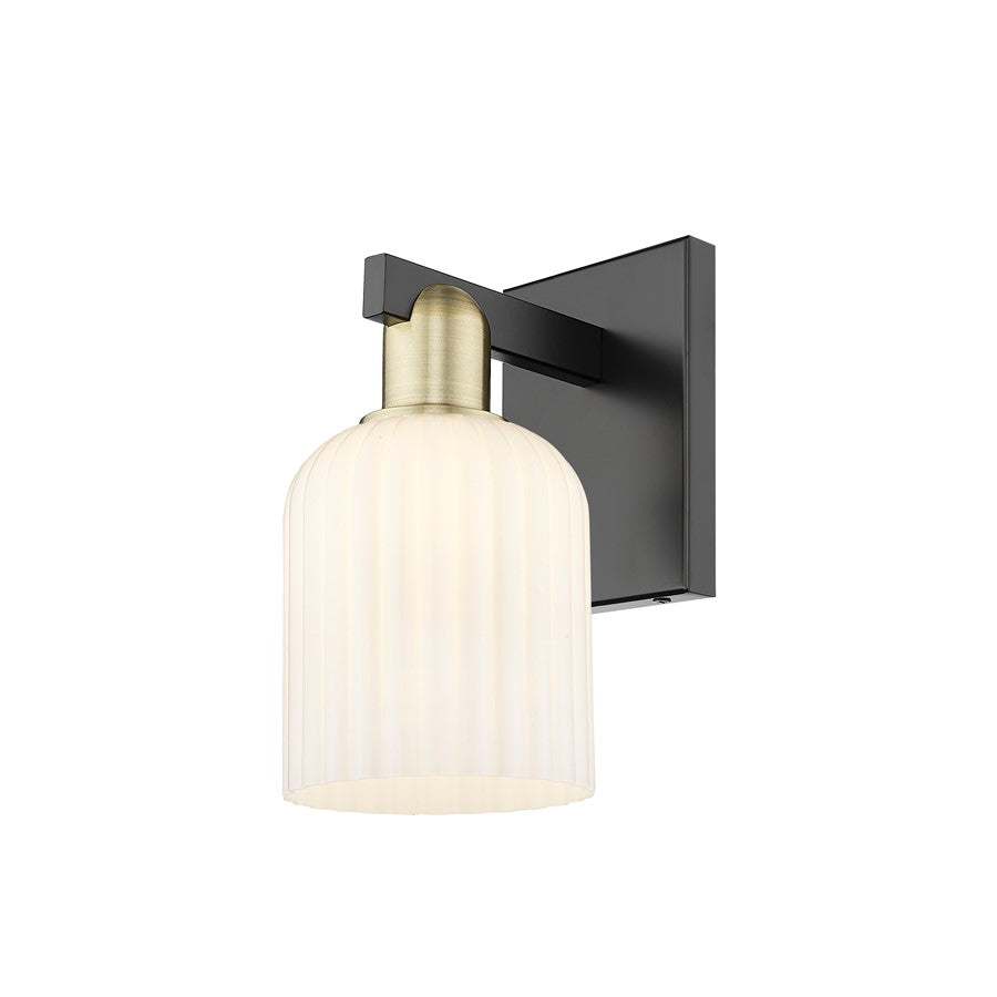 Innovations Bridal Veil 1Lt 5" Sconce, BKBS/Gloss White - 716-1W-BAB-G559-5GWH