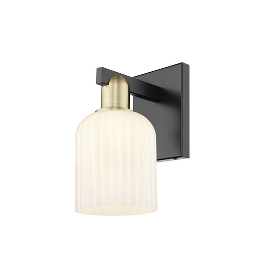 Innovations Bridal Veil 1Lt 5" Sconce, BKBS/Gloss White - 716-1W-BAB-G559-5GWH