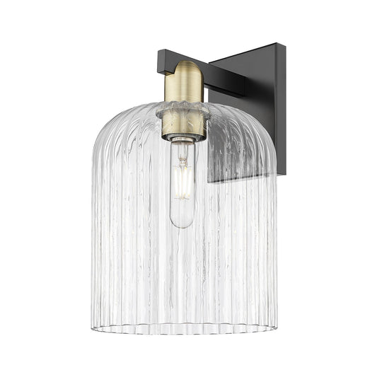 Innovations Bridal Veil 8in 1-Light Wall Sconce | Industrial Black Antique Brass and Clear Ribbed Glass | Living Room & | Model 716-1W-BAB-G559-8CL