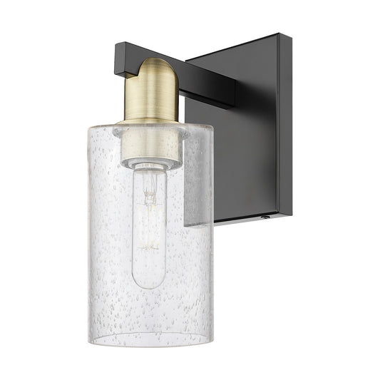 Innovations Clymer 1-Light Wall Sconce | Industrial Black Antique Brass Steel and Seedy Glass | Bedroom & Hallway Accent Light | Model 716-1W-BAB-G804