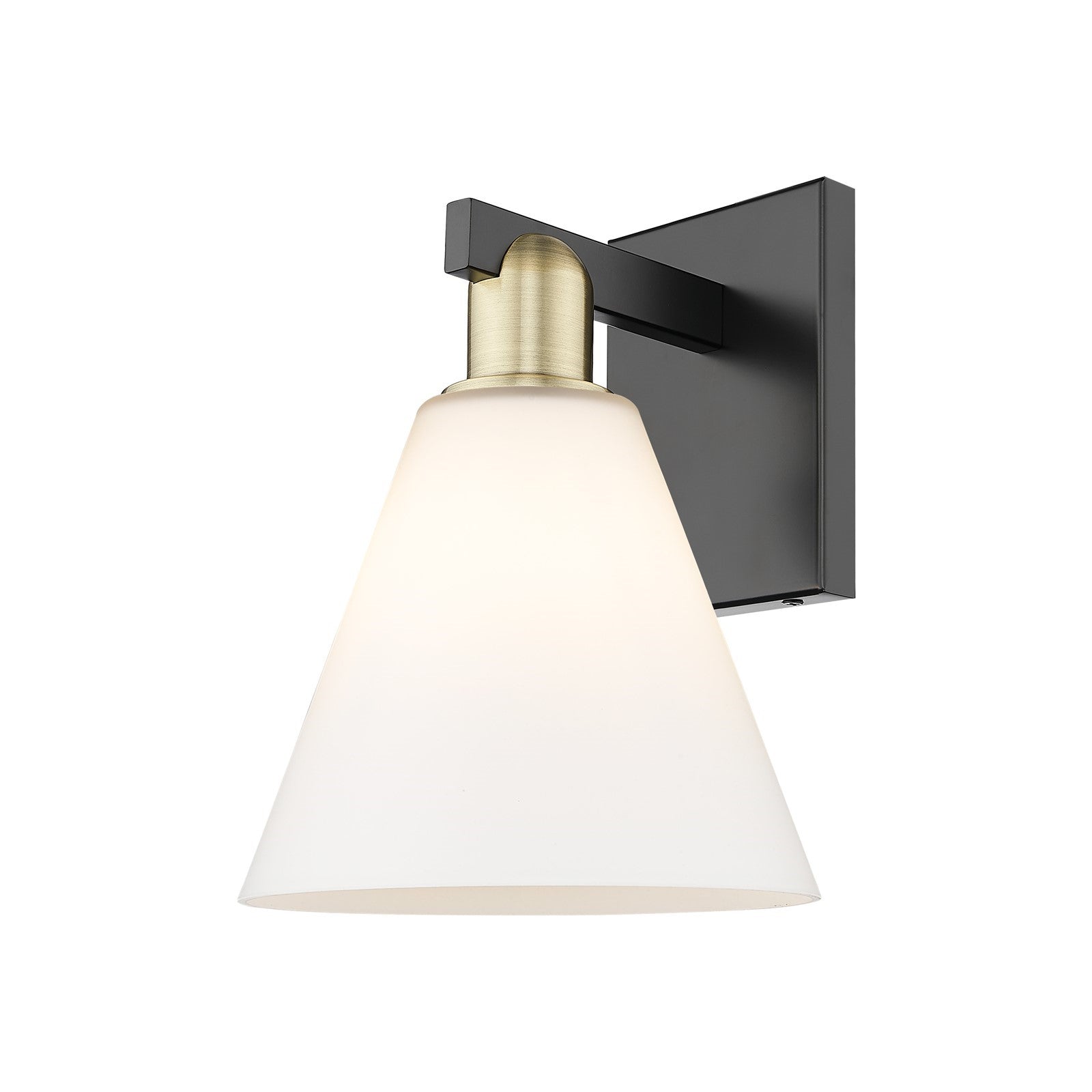 Innovations Berkshire Glass 8in 1-Light Wall Sconce | Industrial Black Antique Brass and Matte White Glass | Bathroom Vanity & | Model 716-1W-BAB-GBC-81