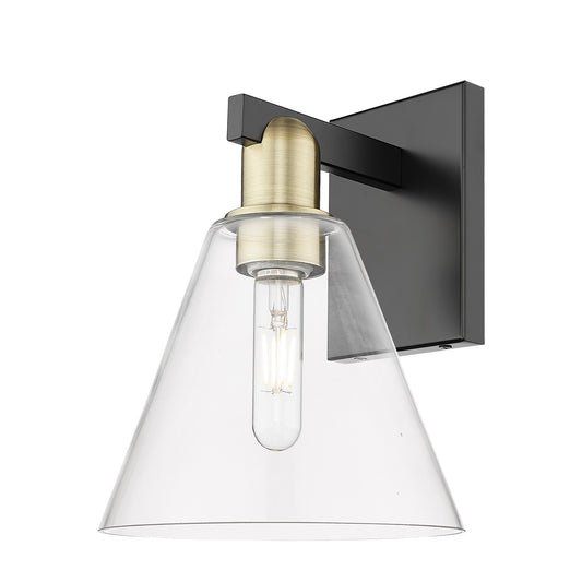 Innovations Berkshire Glass 8in 1-Light Wall Sconce | Industrial Black Antique Brass and Clear Glass | Bathroom & Hallway Accent | Model 716-1W-BAB-GBC-82