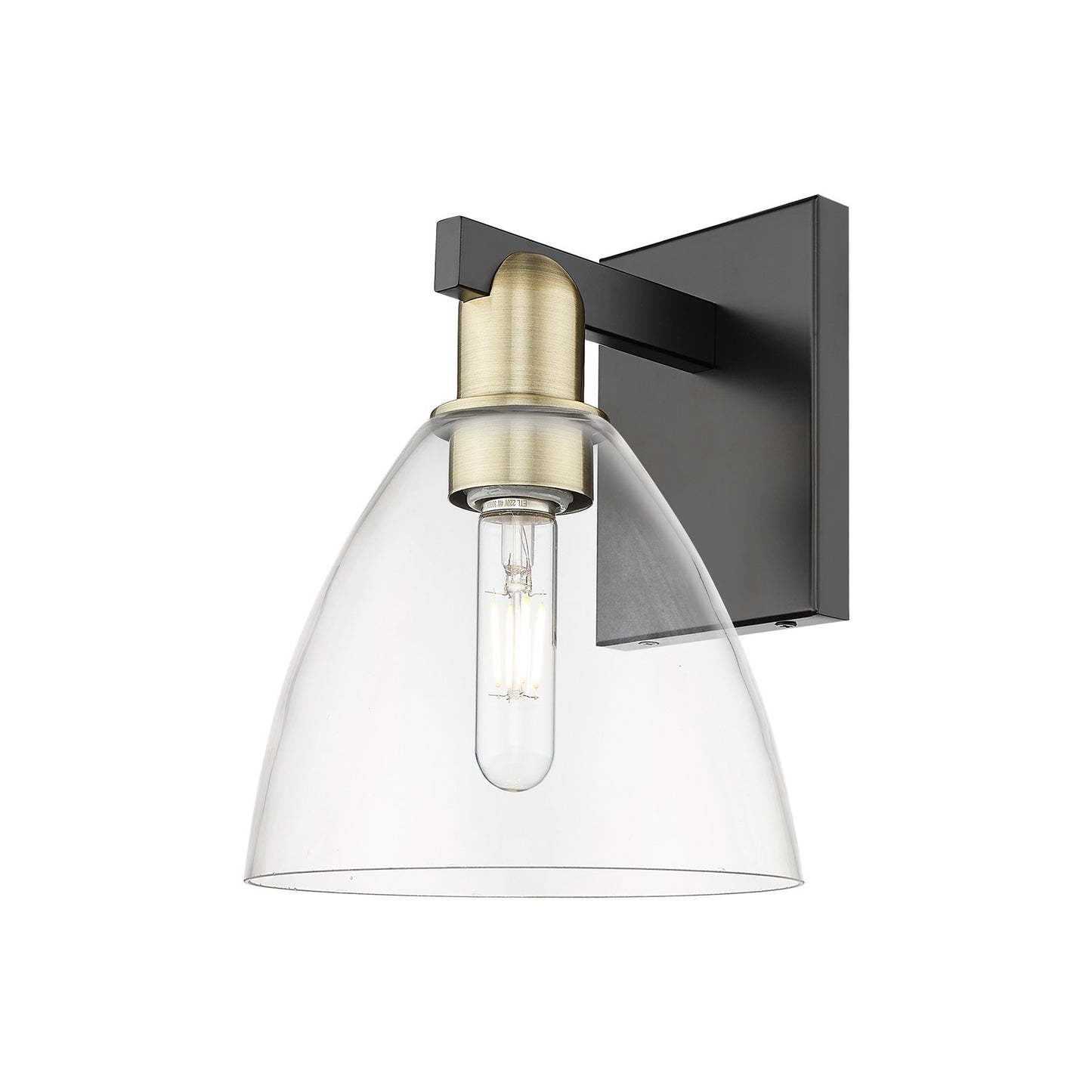 Innovations Bristol 1-Light 7.5in Wall Sconce | Industrial Black Antique Brass Steel and Clear Glass | Hallway & Bathroom | Model 716-1W-BAB-GBD-752