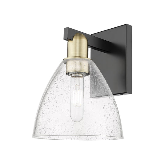Innovations Bristol 1-Light 8in Wall Sconce | Industrial Black Antique Brass and Seedy Glass | Damp-Rated Hallway & Bathroom | Model 716-1W-BAB-GBD-754