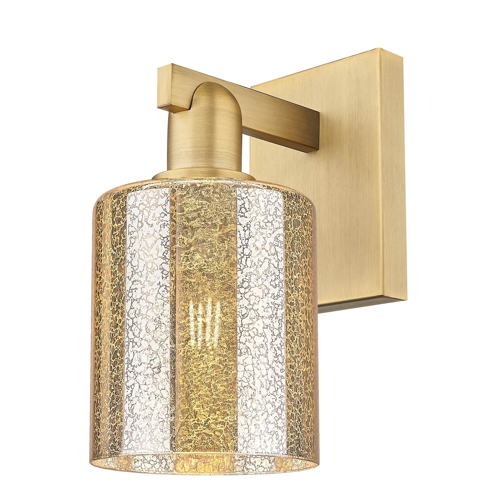 Innovations Cobbleskill 5in 1-Light Wall Sconce | Industrial Brushed Brass Steel and Mercury Glass | Bathroom & Hallway Accent | 5 | Model 716-1W-BB-G116