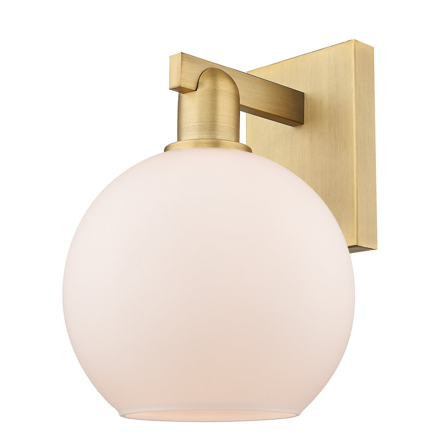 Innovations Athens 8in 1-Light Wall Sconce | Industrial Brushed Brass and Matte White Glass | Entryway & Hallway Accent | 8 x 8.5 | Model 716-1W-BB-G121-8