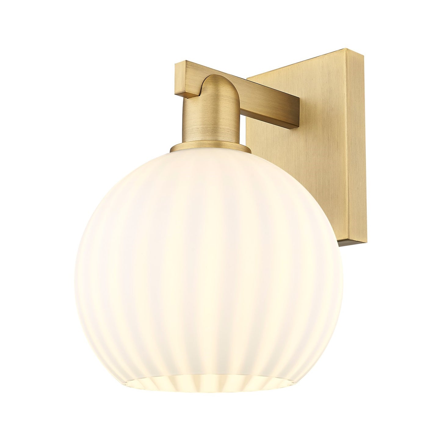 Innovations Lighting Arcadia 8in 1-Light Wall Sconce | Industrial Brushed Brass and White Venetian Glass | Bathroom & Hallway | Model 716-1W-BB-G1217-8WV