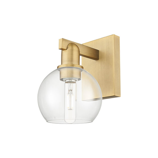Innovations Athens 1-Light 6in Wall Sconce | Industrial Brushed Brass and Clear Glass | Hallway & Bathroom Accent | 5.88 x 7.44 x | Model 716-1W-BB-G122-6