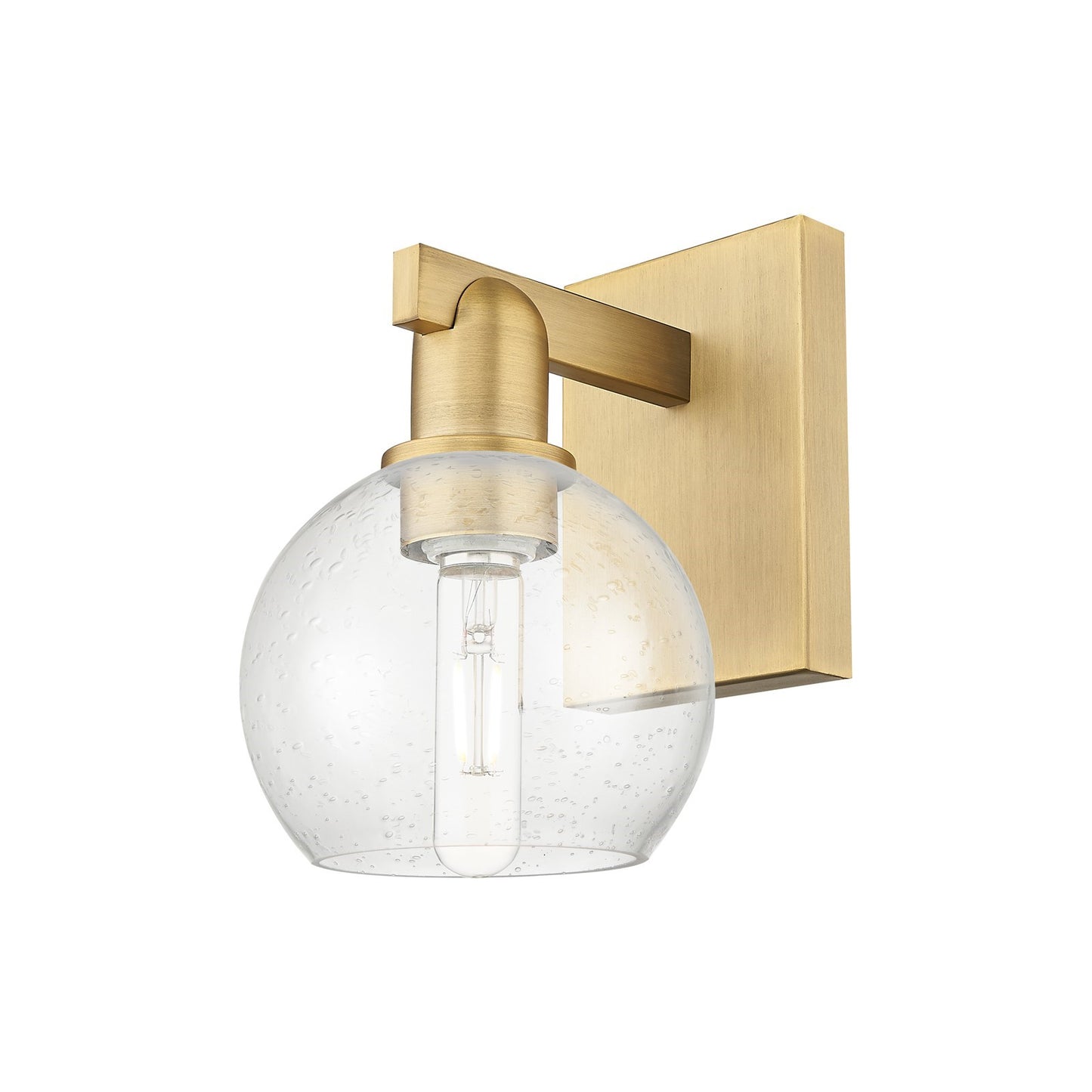 Innovations Athens 6in 1-Light Wall Sconce | Industrial Brushed Brass Steel and Seedy Glass | Hallway & Bathroom Accent | 5.88 x | Model 716-1W-BB-G124-6