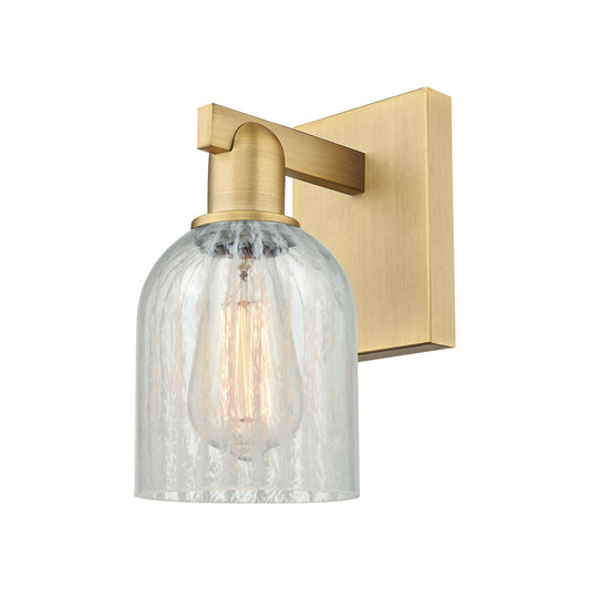 Innovations Caledonia 5in 1-Light Wall Sconce | Brushed Brass Steel and Mouchette Glass | Entryway & Hallway Accent | 5 x 10.75 x | Model 716-1W-BB-G2511