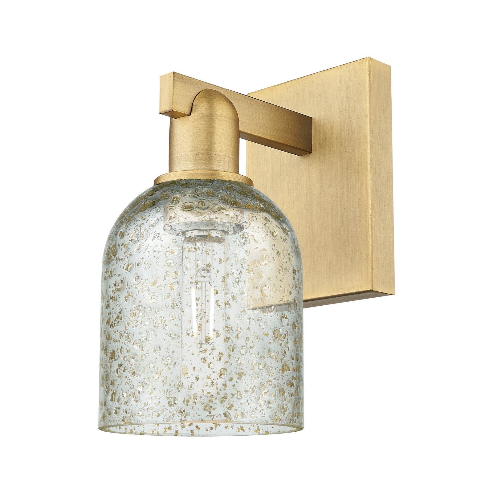Innovations Caledonia 1-Light 5in Wall Sconce | Industrial Brushed Brass and Mica Glass | Living Room & Hallway Accent | 5 x 10.75 | Model 716-1W-BB-G259