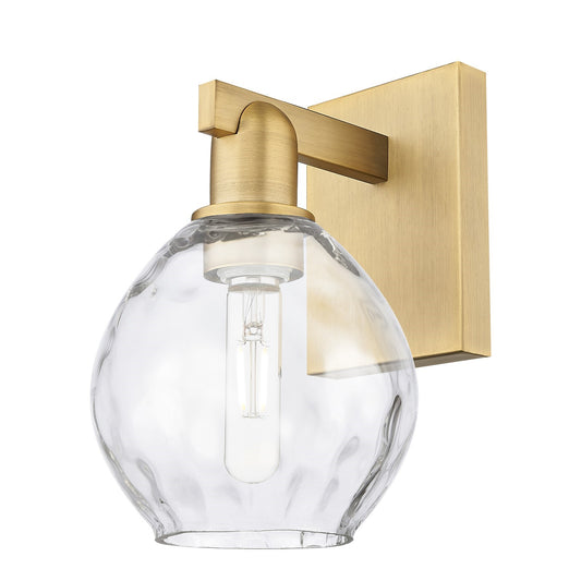 Innovations Waverly 6in 1-Light Wall Sconce | Industrial Brushed Brass Steel and Clear Water Glass | Entryway & Hallway Accent | 6 | Model 716-1W-BB-G362