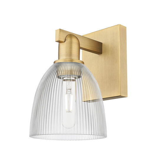 Innovations Castile 1-Light 6in Wall Sconce | Brushed Brass Steel and Clear Glass Dome | Entryway & Hallway Accent | 6 x 7.5 x | Model 716-1W-BB-G382