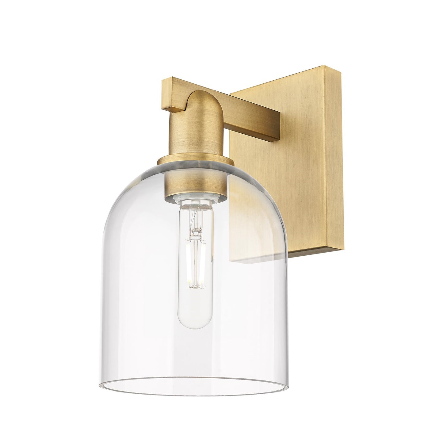 Innovations Bella 6in 1-Light Wall Sconce | Industrial Brushed Brass and Clear Glass | Entryway & Hallway Accent | 5.5 x 7.25 x | Model 716-1W-BB-G558-6CL
