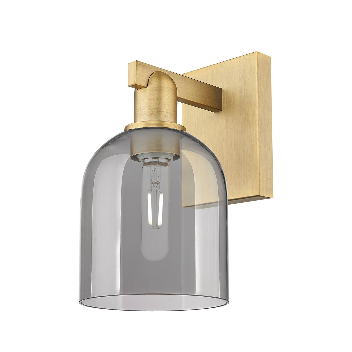 Innovations Bella 6in 1-Light Wall Sconce | Industrial Brushed Brass and Light Smoke Glass | Bedroom & Hallway Accent Light | Model 716-1W-BB-G558-6SM