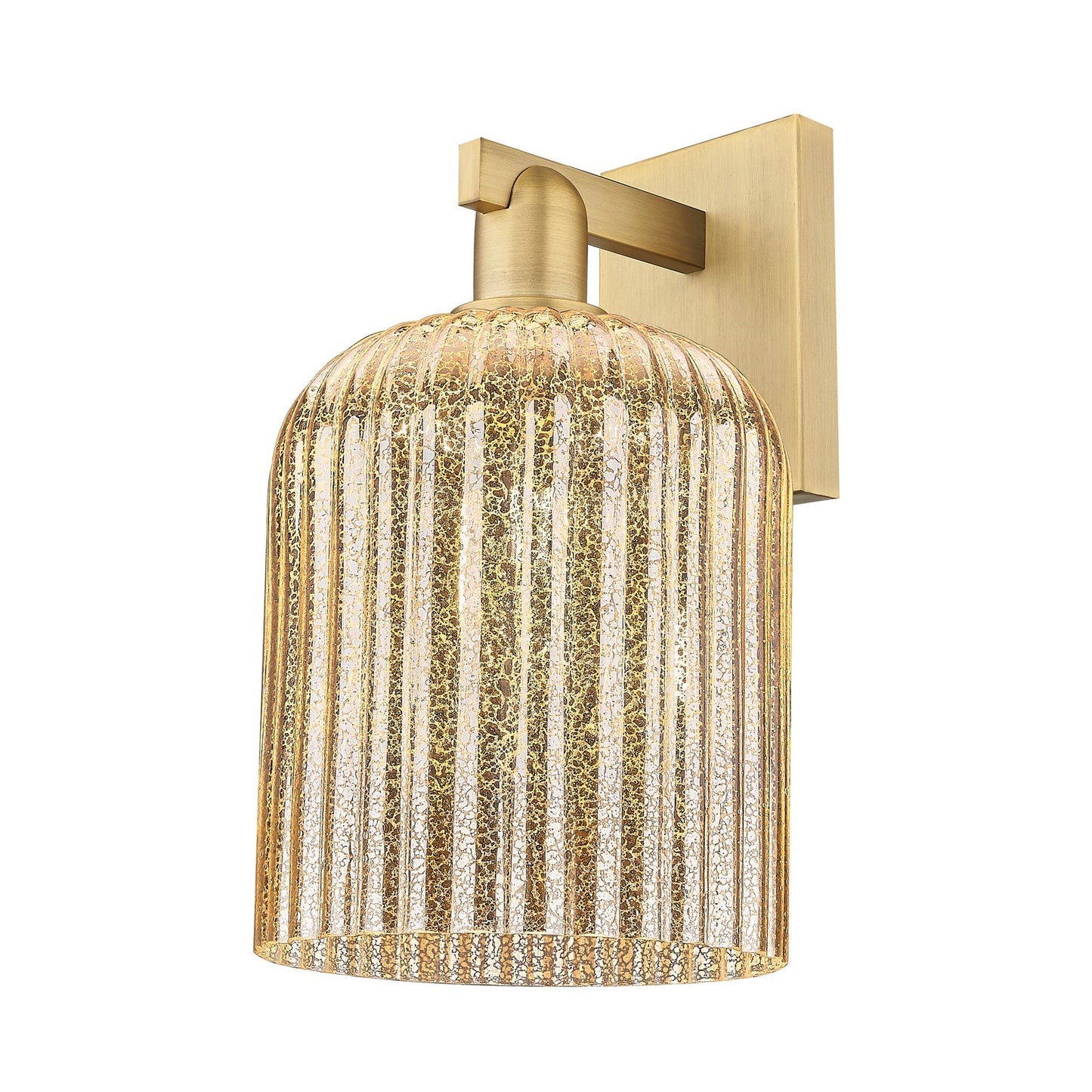 Innovations Bridal Veil 8in 1-Light Wall Sconce | Industrial Brushed Brass Steel and Mercury Ribbed Glass | Living Room & | Model 716-1W-BB-G559-8ME