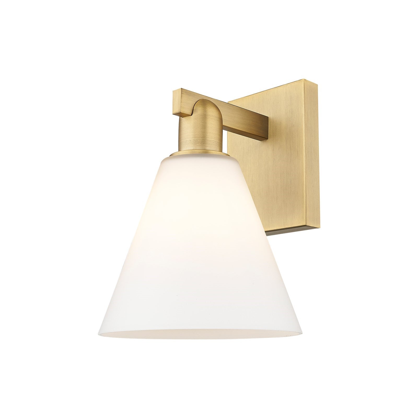 Innovations Berkshire Glass 8in 1-Light Wall Sconce | Industrial Brushed Brass Steel and Matte White Glass | Entryway & Hallway | Model 716-1W-BB-GBC-81